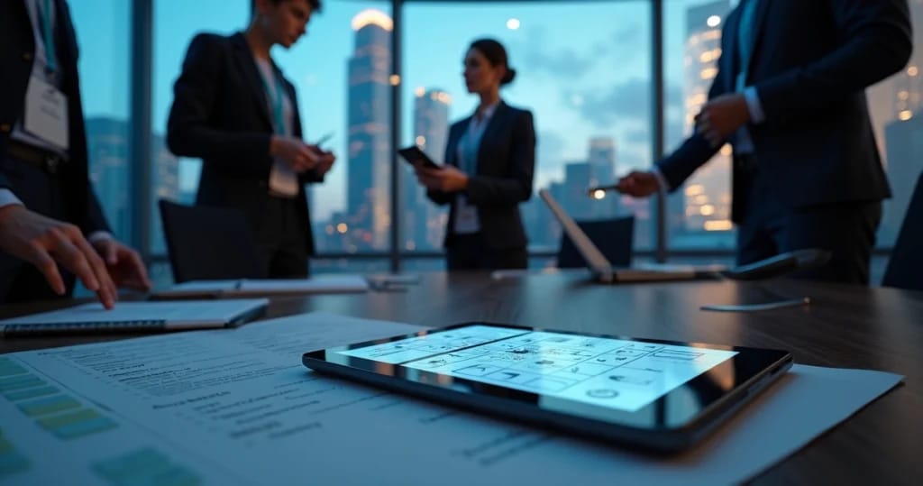Peritos analisam checklist de requisitos em protótipo de aplicativo corporativo